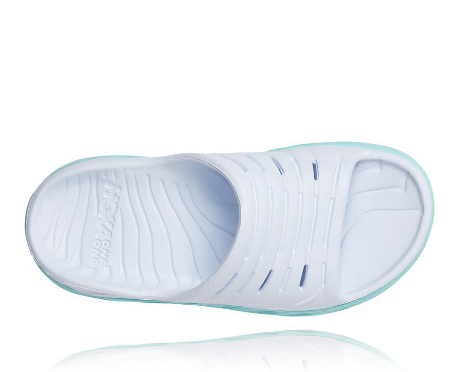 Hoka One One Womens Slide - ORA Recovery - White/Blue - SMQX95360